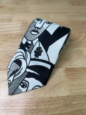 Fratello Men's Hand Made Neck Tie Picasso Inspired Black & White